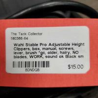 Adjustable Height Clippers, box, manual, screws, lever, brush *gc, older, hairy, NO blades, WORK, sound ok
