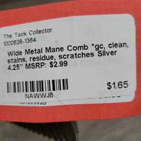 Wide Metal Mane Comb *gc, clean, stains, residue, scratches
