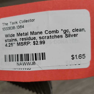 Wide Metal Mane Comb *gc, clean, stains, residue, scratches