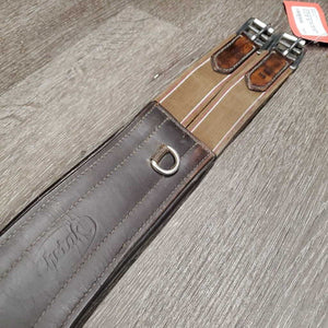 Anatomical Leather Girth, 3x D Rings *gc, rubs, dirt, stiff