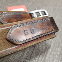 Anatomical Leather Girth, 3x D Rings *gc, rubs, dirt, stiff

