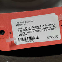 3x Quality Felt Dressage Top Hat, round floral hat box *xc, v.hairy, older?, faded box top