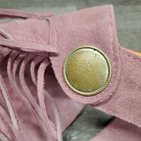 Hvy Suede Finge Full Chaps, 2 conchos *vgc, mnr staining
