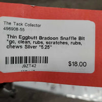 Thin Eggbutt Bradoon Snaffle Bit *gc, clean, rubs, scratches, rubs, chews