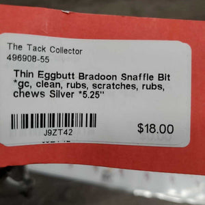 Thin Eggbutt Bradoon Snaffle Bit *gc, clean, rubs, scratches, rubs, chews