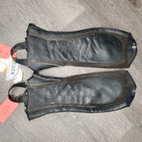 Pr Leather & Suede Half Chaps *gc, threads, dirty, rubs/stretched, peeled edges, older
