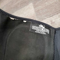 Pr Leather & Suede Half Chaps *gc, threads, dirty, rubs/stretched, peeled edges, older
