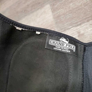 Pr Leather & Suede Half Chaps *gc, threads, dirty, rubs/stretched, peeled edges, older
