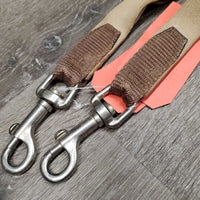2 Hvy Nylon & Double Elastic Side Reins *fair/gc, older, stains, stretched, frayed holes, oxidized, rubs
