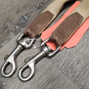 2 Hvy Nylon & Double Elastic Side Reins *fair/gc, older, stains, stretched, frayed holes, oxidized, rubs