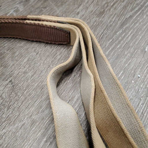 2 Hvy Nylon & Double Elastic Side Reins *fair/gc, older, stains, stretched, frayed holes, oxidized, rubs