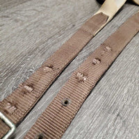 2 Hvy Nylon & Double Elastic Side Reins *fair/gc, older, stains, stretched, frayed holes, oxidized, rubs
