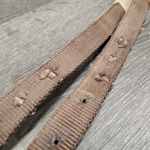 2 Hvy Nylon & Double Elastic Side Reins *fair/gc, older, stains, stretched, frayed holes, oxidized, rubs