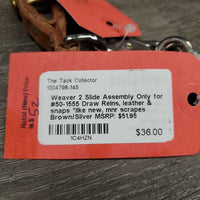 2 Slide Assembly Only for #50-1555 Draw Reins, leather & snaps *like new, mnr scrapes
