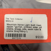 Light Quilt Vest, zipper *gc/fair, crinkled, older, pit stains, snags, pills, seam rubs & stains
