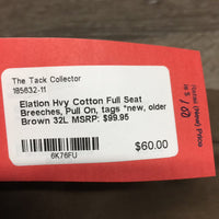 Hvy Cotton Full Seat Breeches, Pull On, tags *new, older
