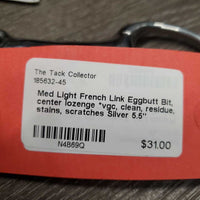 Med Light French Link Eggbutt Bit, center lozenge *vgc, clean, residue, stains, scratches
