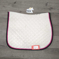 Quilt Jumper Saddle Pad, 1x piping *gc, mnr dirt, stained, hair, dingy, cut tabs, pills, threads
