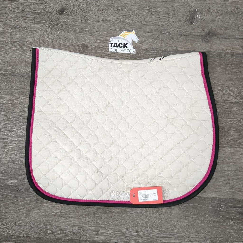 Quilt Jumper Saddle Pad, 1x piping *gc, mnr dirt, stained, hair, dingy, cut tabs, pills, threads