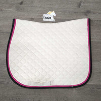 Quilt Jumper Saddle Pad, 1x piping *gc, mnr dirt, stained, hair, dingy, cut tabs, pills, threads
