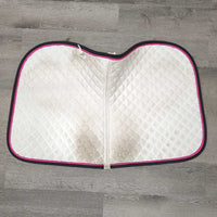 Quilt Jumper Saddle Pad, 1x piping *gc, mnr dirt, stained, hair, dingy, cut tabs, pills, threads
