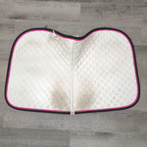 Quilt Jumper Saddle Pad, 1x piping *gc, mnr dirt, stained, hair, dingy, cut tabs, pills, threads