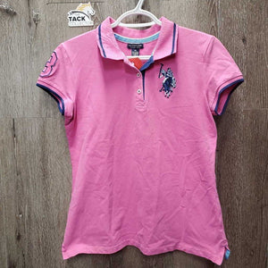 SS Polo Shirt, 1/4 Button Up *vgc/xc, mnr bent collar