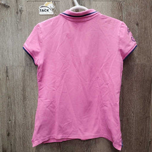 SS Polo Shirt, 1/4 Button Up *vgc/xc, mnr bent collar