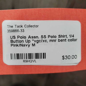 SS Polo Shirt, 1/4 Button Up *vgc/xc, mnr bent collar