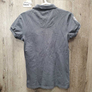 SS Polo Shirt, 1/3 Button Up *gc, mnr faded & stretched cuffs, stains & snags, collar fray