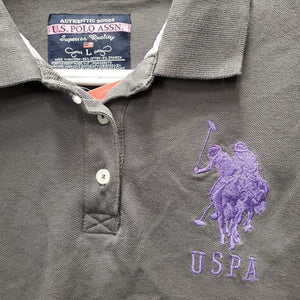 SS Polo Shirt, 1/4 Button Up *vgc, crinkled inner collar