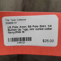 SS Polo Shirt, 1/4 Button Up *vgc, mnr curled collar