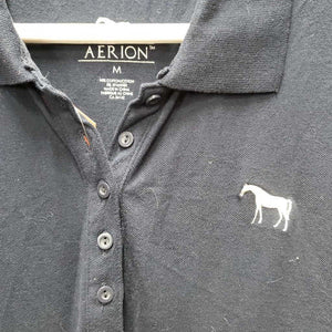 SS Polo Shirt, 1/4 Button Up *vgc, mnr wrinkles, lint & hair