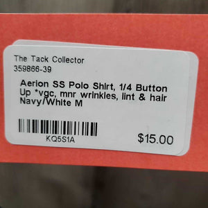 SS Polo Shirt, 1/4 Button Up *vgc, mnr wrinkles, lint & hair