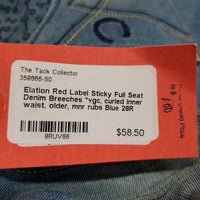 Sticky Full Seat Denim Breeches *vgc, curled inner waist, older, mnr rubs
