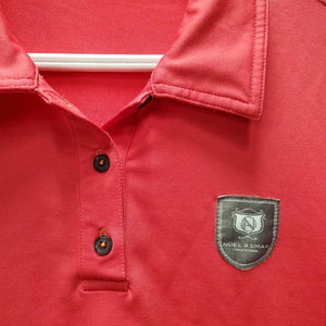 SS Polo Shirt, 1/4 Button Up *vgc, seam rubs & threads, older, rubbed off label