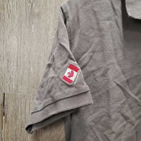 SS Polo Shirt, 1/4 Button up "Top Riding" *gc, mnr hair, rubs, pills, crinkled
