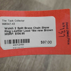 2 Split Brass Chain Show Ring Leather Lead *like new