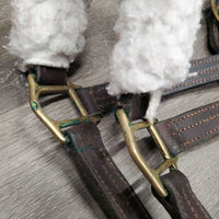Thick - Double Leather Halter, fleece nose, tag *gc, dirt, film, green gunk, rubs, mnr scraped edges

