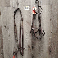 Narrow Rsd/FS Brdle, Cotton Web Reins, Flash *gc, xholes, faded, residue, stains, thick keeper, twists