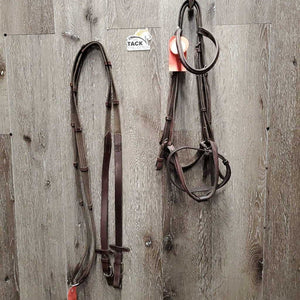 Narrow Rsd/FS Brdle, Cotton Web Reins, Flash *gc, xholes, faded, residue, stains, thick keeper, twists