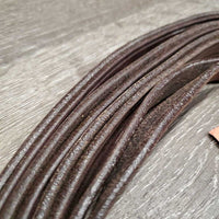 Narrow Leather Draw Reins, buckle loops, snaps, rollers *gc/fair, mnr dirt, twists, edge scrapes, rubs, white residue, rough back, string keeper