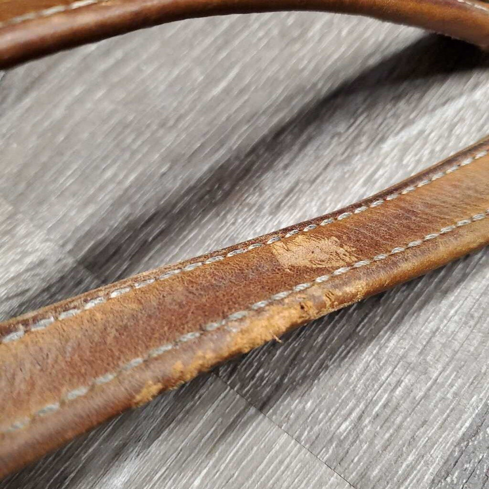 Thick Soft Nylon Lined Stirrup Leathers *gc, rubs, stains, dents, pulled hole threads, scrapes, chewed edge, thin/holey spot