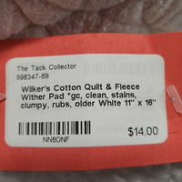 Cotton Quilt & Fleece Wither Pad *gc, clean, stains, clumpy, rubs, older
