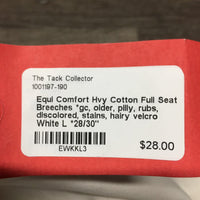 Hvy Cotton Full Seat Breeches *gc, older, pilly, rubs, discolored, stains, hairy velcro
