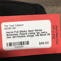 Full Sticky Seat Winter Breeches, Fleece Lining *gc, hairy, mnr dirt?stains, snags, rub
