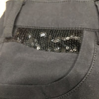 Full Sticky Seat Breeches, bling *gc, faded, seam & waist puckers, rubs, mnr threads, older
