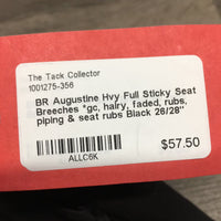 Hvy Full Sticky Seat Breeches *gc, hairy, faded, rubs, piping & seat rubs
