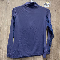 LS Mesh Sun Shirt, 1/3 Zip Up, mesh sleeves *gc, mnr snags, pilly, faded, peeled logo
