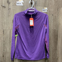 LS Mesh Sun Shirt, 1/3 Zip Up, mesh sleeves *gc, undone seam stitching, stretched mesh, faded, snags
